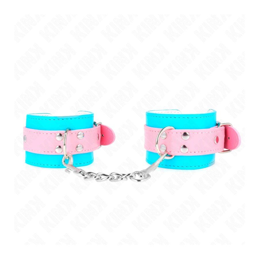 KINK - MIGNONS ATTENTES-POIGNETS BLEU/ROSE AJUSTABLES 16-28 CM X 5 CM